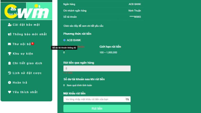 Bet thủ rút tiền CWIN minh bạch